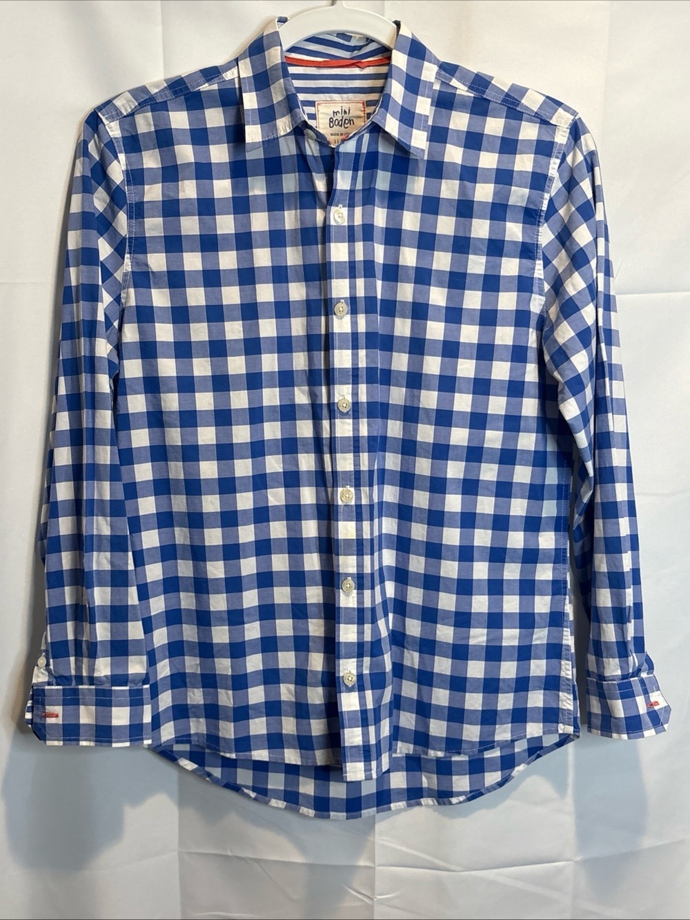 Boden Blue and White Gingham Button-Down Shirt